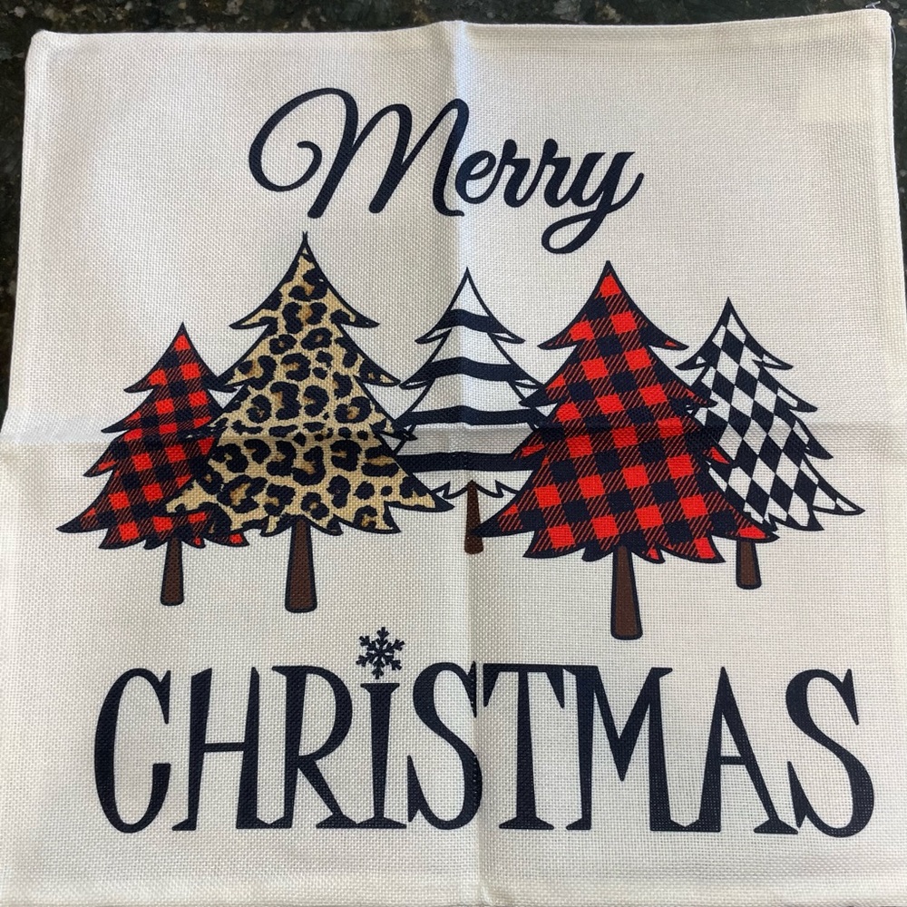 New Merry Christmas Pillow Cover. Fits 18”x 18”Pillow. Zipper Closure